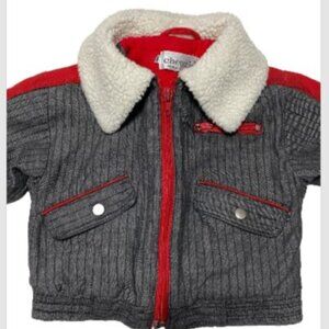 Vintage Choozie 2T Sherpa Collar Jacket Gray Red Toddler Winter Coat